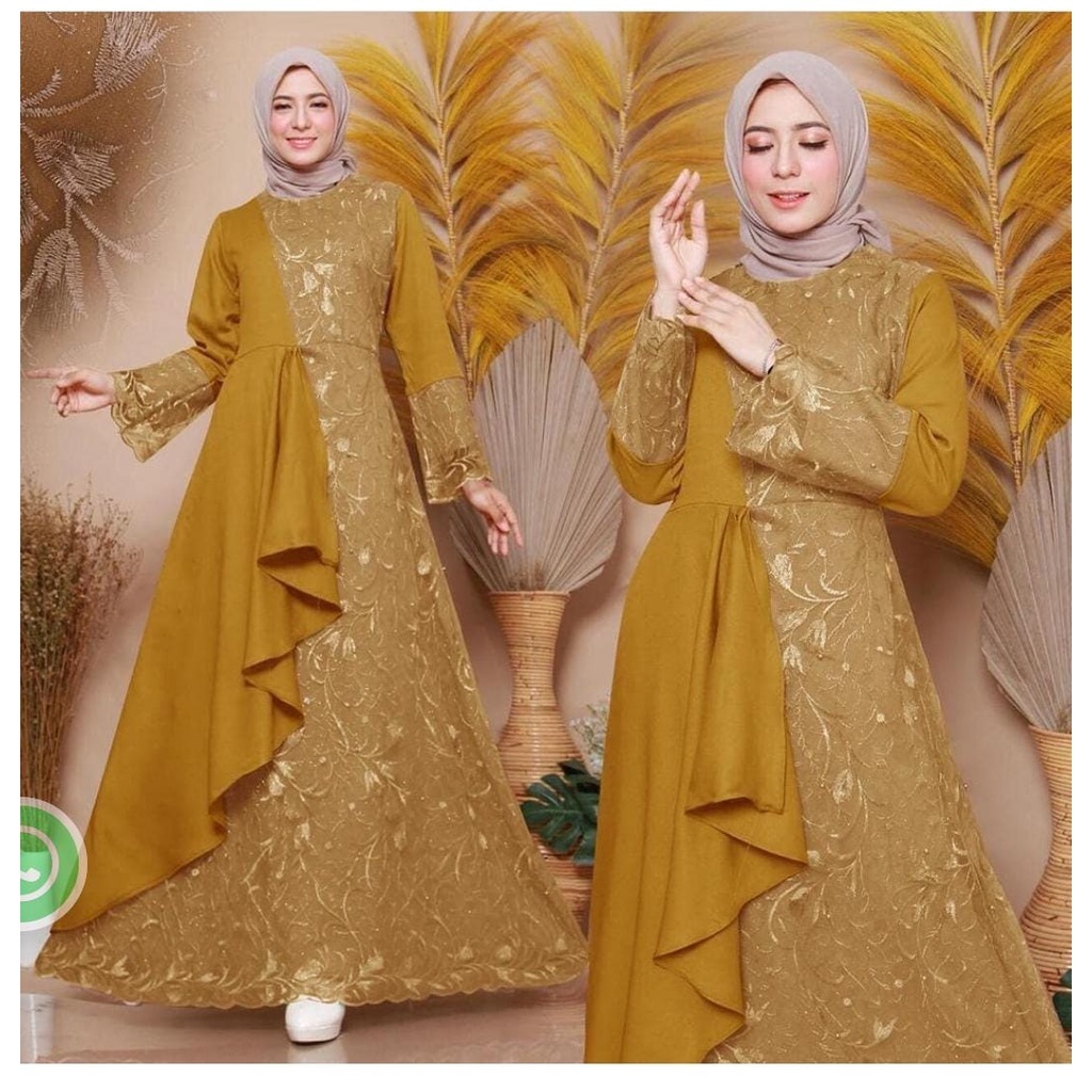 ZOLANA DRESS BO Bahan MOSSCRAPE MIX BRUKAT Baju Gamis Wanita Brukat Baju Gamis Remaja Gamis Wanita Terbaru 2022