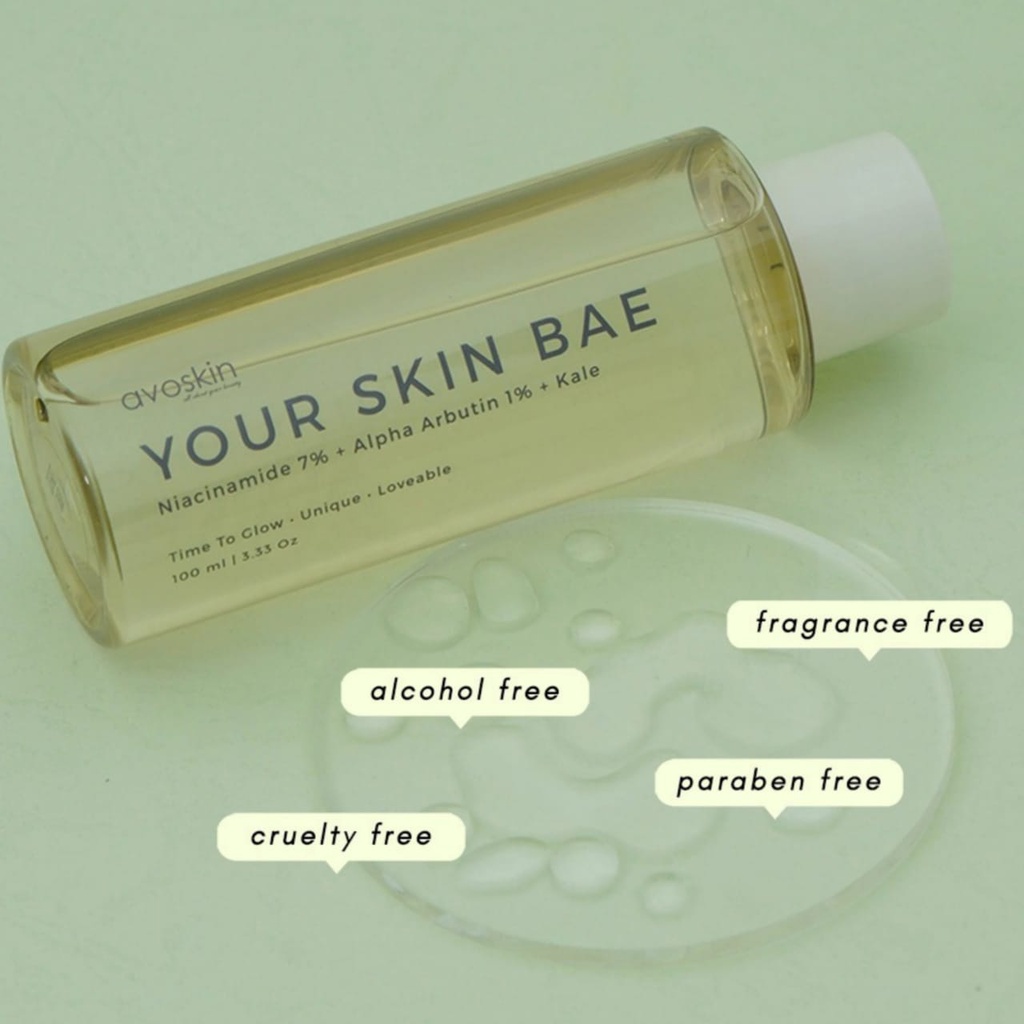 AVOSKIN YOUR SKIN BAE Niacinamide 7PERSENT + Alpha Arbutin 1PERSENT + KALE 100ml Terbaru (BPOM)