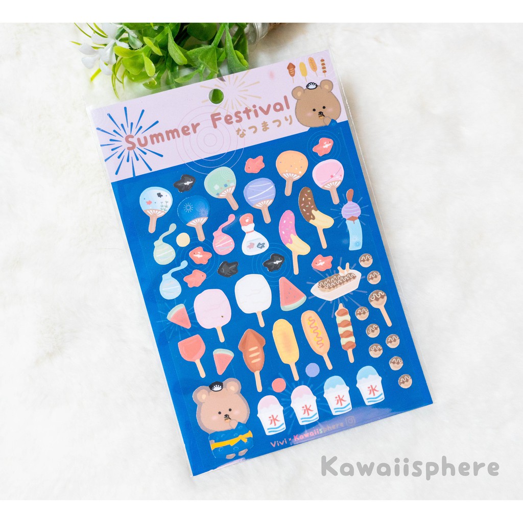 

Summer Festival Sticker | Kawaiisphere Journal / Schedule Seal Sticker | Stiker Tema Jepang