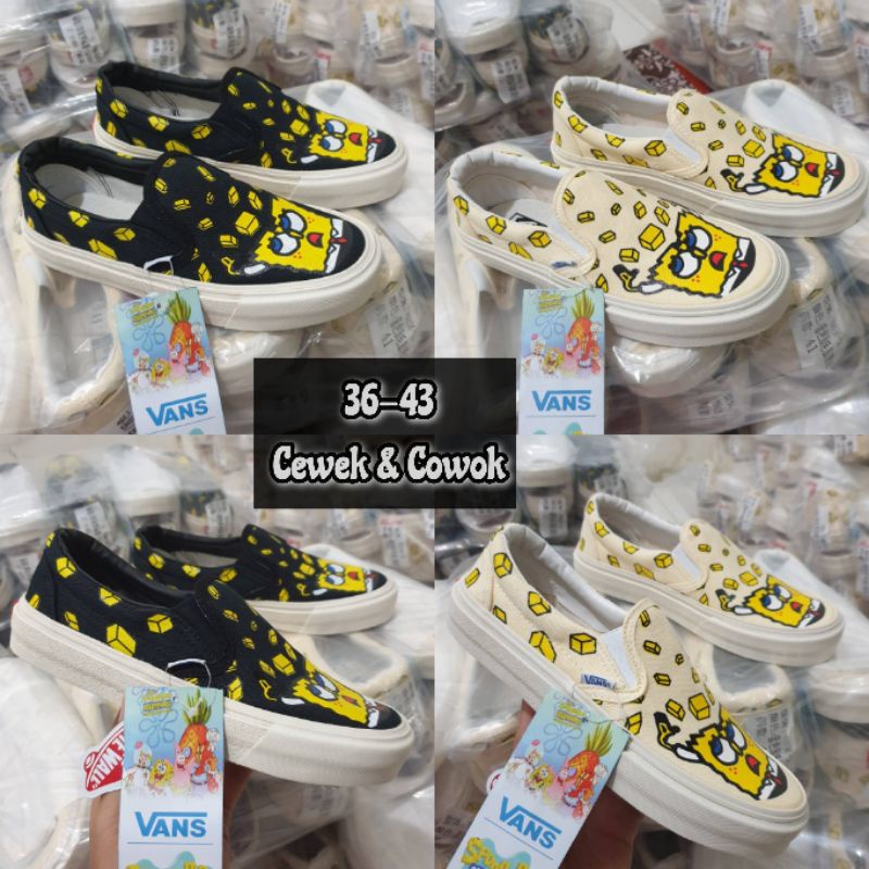 Sepatu Vans Slip On Spongebob, Unisex 36-43. Grade Ori. Vans Cewek &amp; Cowok