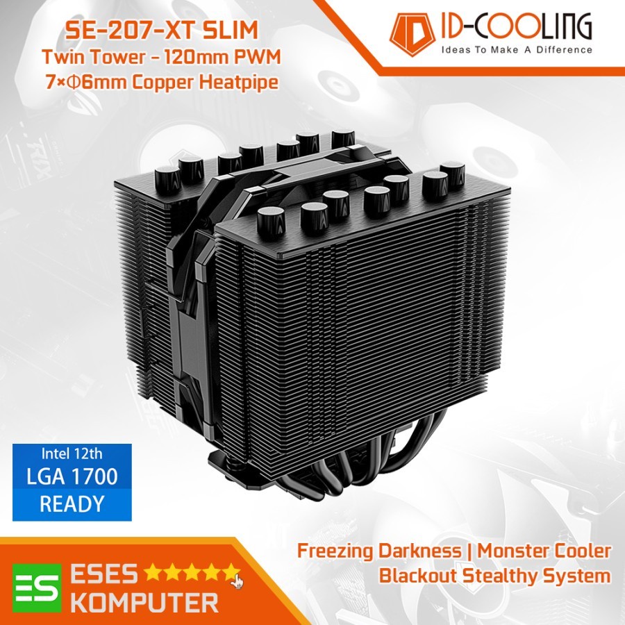 HSF ID-COOLING SE-207-XT SLIM BLACK | Twin Tower 120mm CPU Cooler