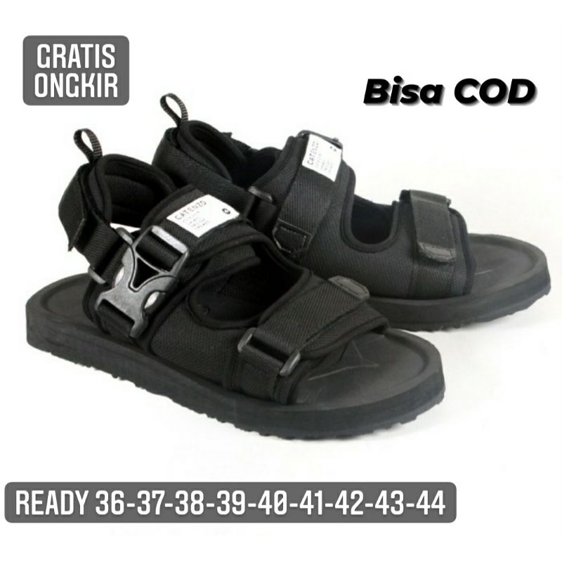 COD / Sepatu Sendal Strap Tebal TB04 36-44 Sendal GUNUNG Hikking Olahraga JUMBO Hitam tebal, 44