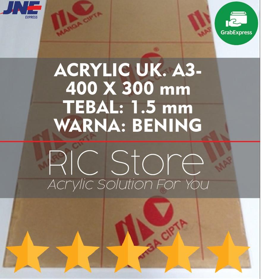 

Acrylic / Akrilik Lembaran Uk. A3 - 40X30 Tebal 1,5mm BENING
