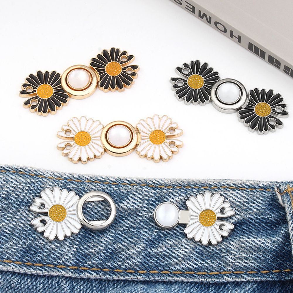 Alat Jahit Kancing Logam Dapat Ditarik Disesuaikan Motif Bunga Aster Untuk Celana Jeans