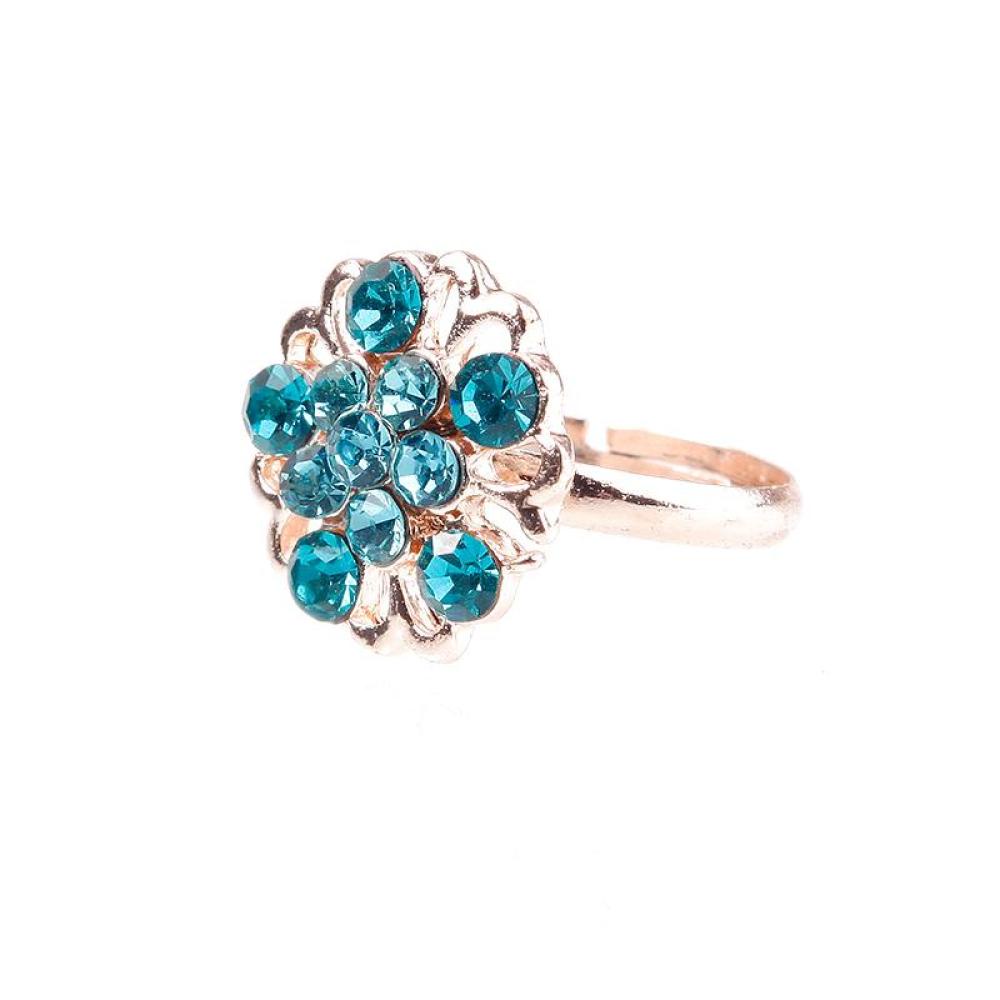 Timekey 1pc Cincin Lapis Emas Hias Kristal Imitasi Adjustable Untuk Anak Perempuan A7K3