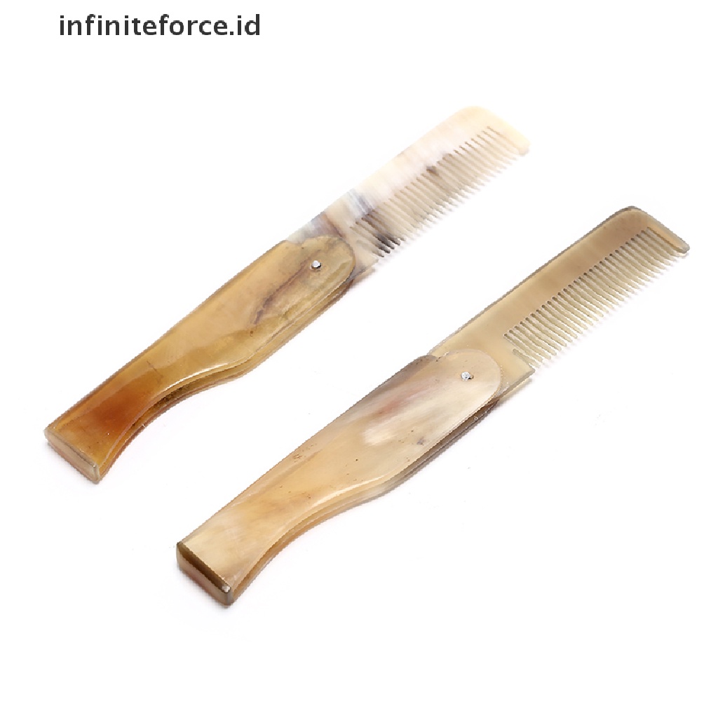 (Infiniteforce.Id) Sisir Saku Lipat Bahan Tanduk Lembu Untuk Menata Kumis / Jenggot Wanita