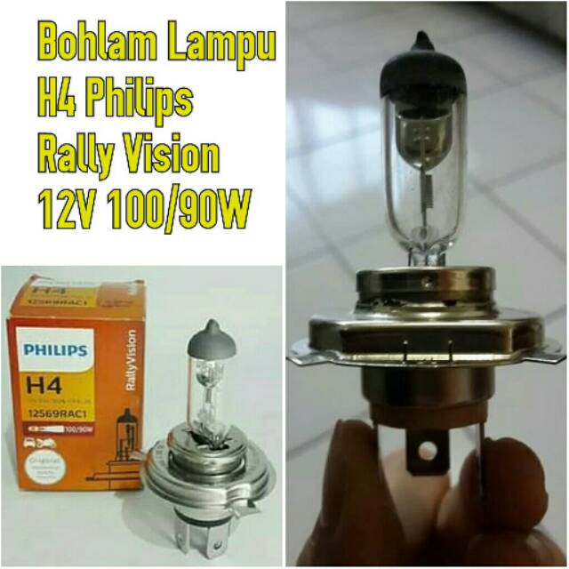 Bohlam Lampu Utama H4 Philips 100/90W 12V