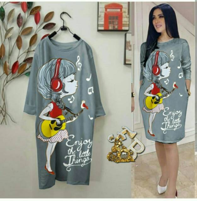 TUNIK MUSIC GIRL FIT TO XL-XXL