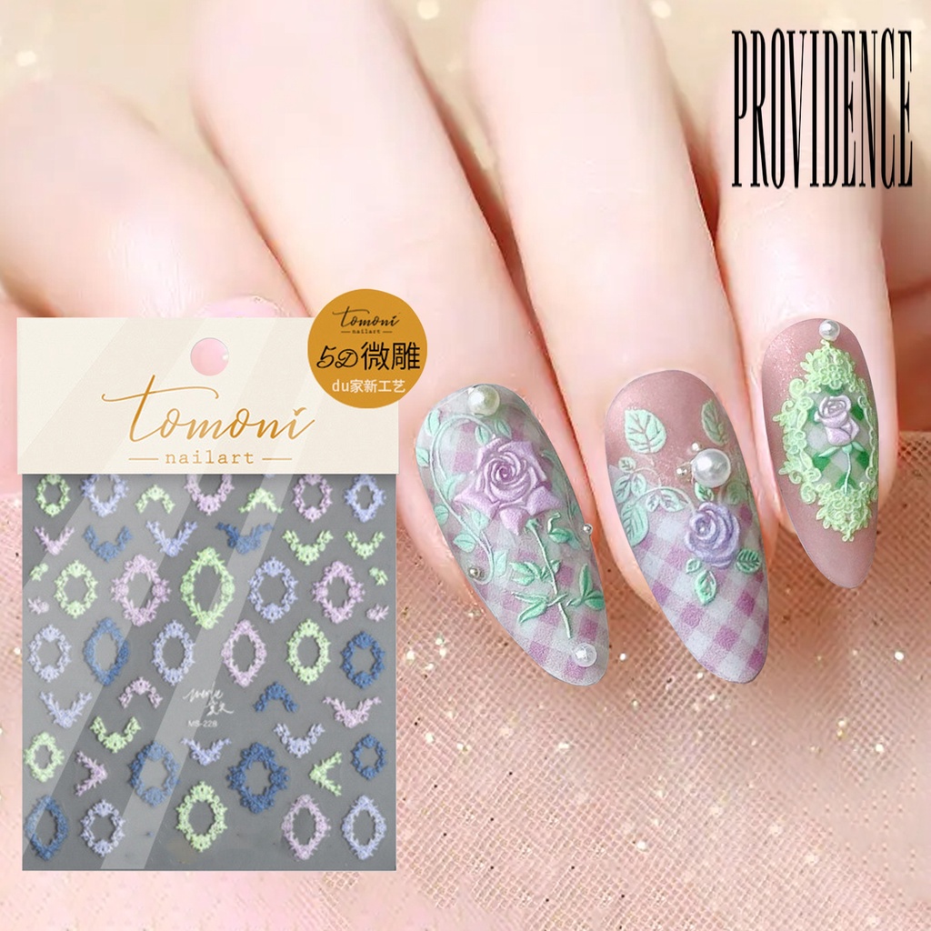 Providence 1 Set Stiker Kuku 2 Motif Bunga Untuk Nail Art DIY