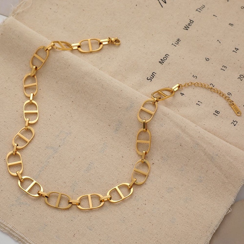 Kalung Titanium Choker Trending Gold Elegan Korea Fashion Style