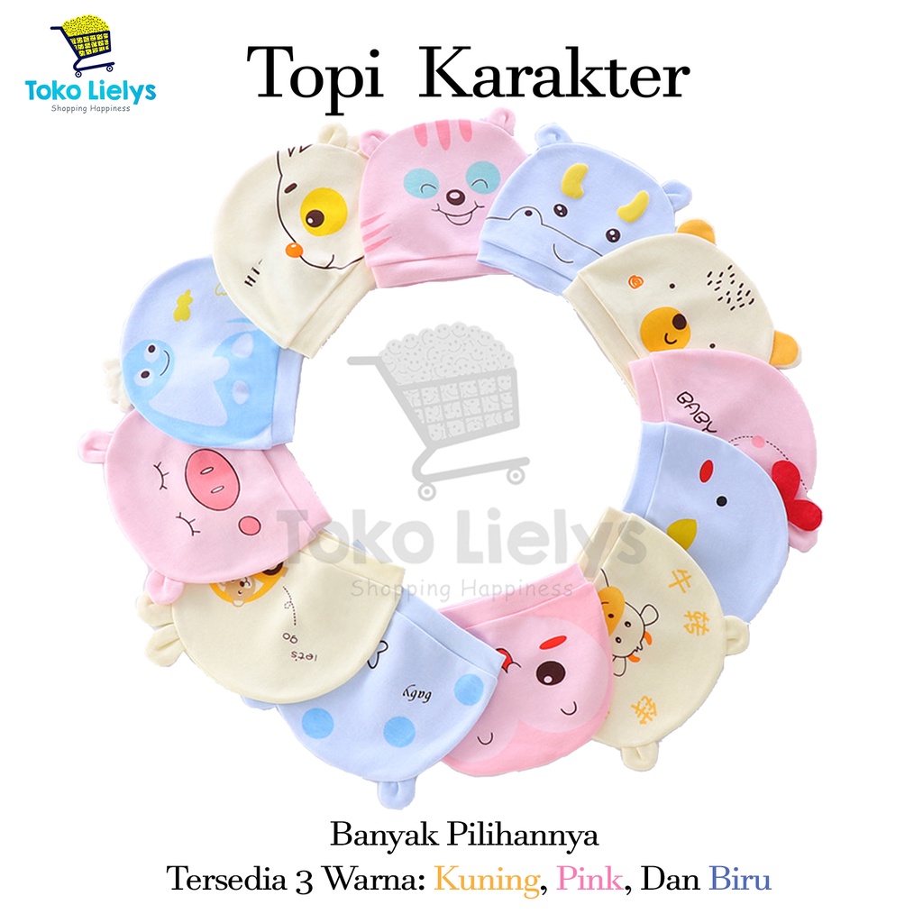 BEBELLE TOPI BAYI LUCU TOPI BAYI TOPI TELINGA TOPI BAYI BERGAMBAR NEWBORN BABY HAT