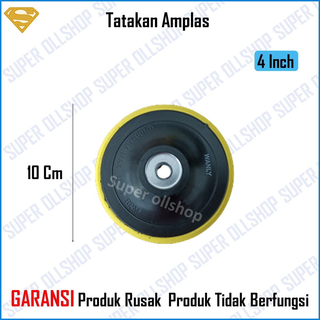 Tatakan Amplas Velcro Gerinda Tangan / Pad Perekat Tempat Tempel Amplas 4 Inch 6 Pcs