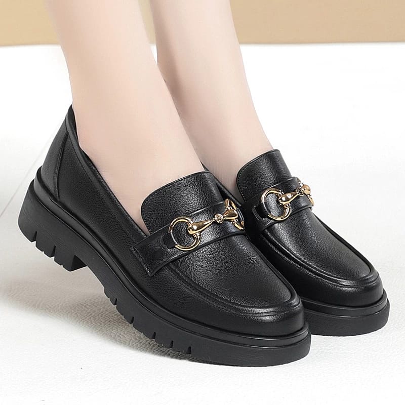 Sepatu Docmart Loafers Black Dof / Sepatu Wanita Tulang Premium LCD 02