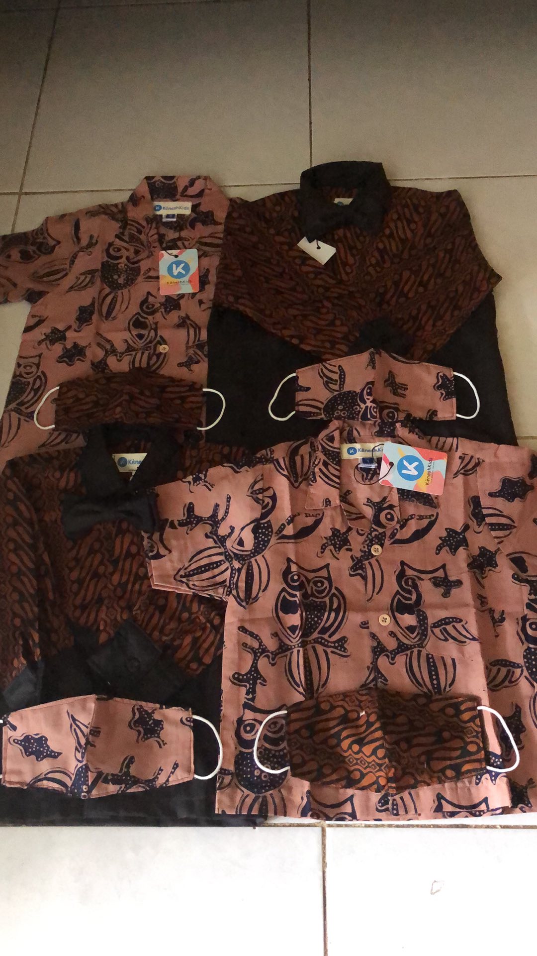 Dress Batik Anak I Kemeja Lengan Panjang Batik Anak I Couple Baju Anak Seri Cempaka Parang( +masker)