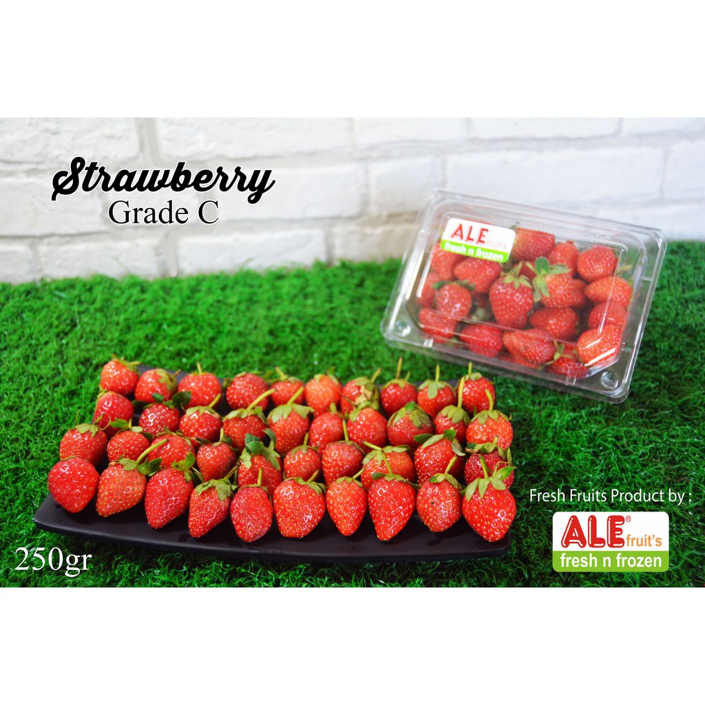 

strawbery,strawberi,stroberi fresh grade C kemasan 250gr