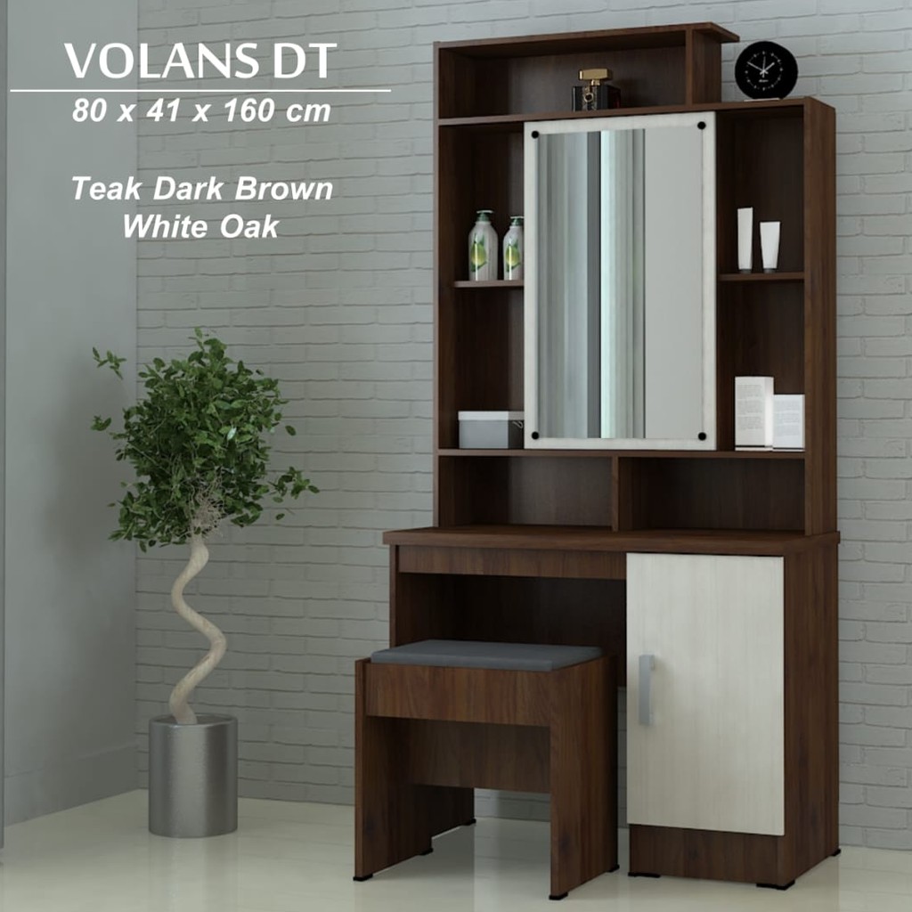 Set Meja Rias Kaca Sliding dan Kursi Volans DT - Star Meuble Semarang