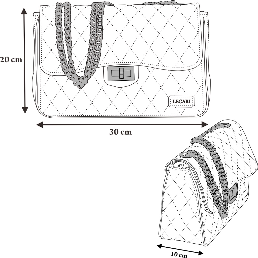 Lecari Sridewi Sling Bag Rantai Leather Tas Selempang Rantai Kulit Asli