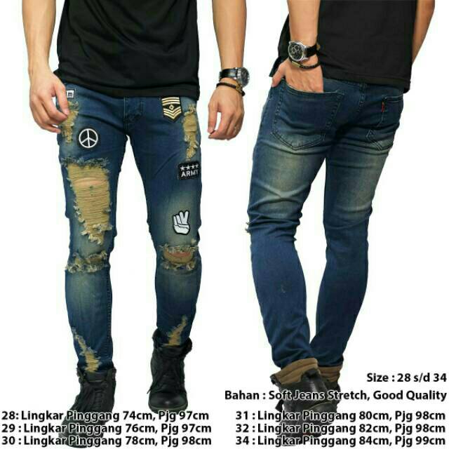 CELANA JEANS FRAYED RIPPED 100% NGARET ORIGINAL JEANS PRIA