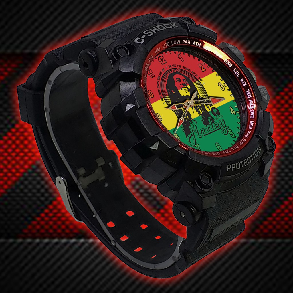 (ISTIMEWA BOSSQUE) JAM TANGAN BOB MARLEY LIST MERAH - EXCLUSIVE 4