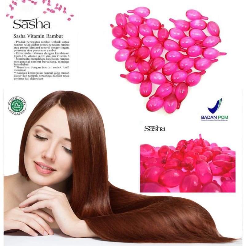 Sasha Hair Vitamin Rambut MERAH / Vitamin Rambut Rusak Kosmetik