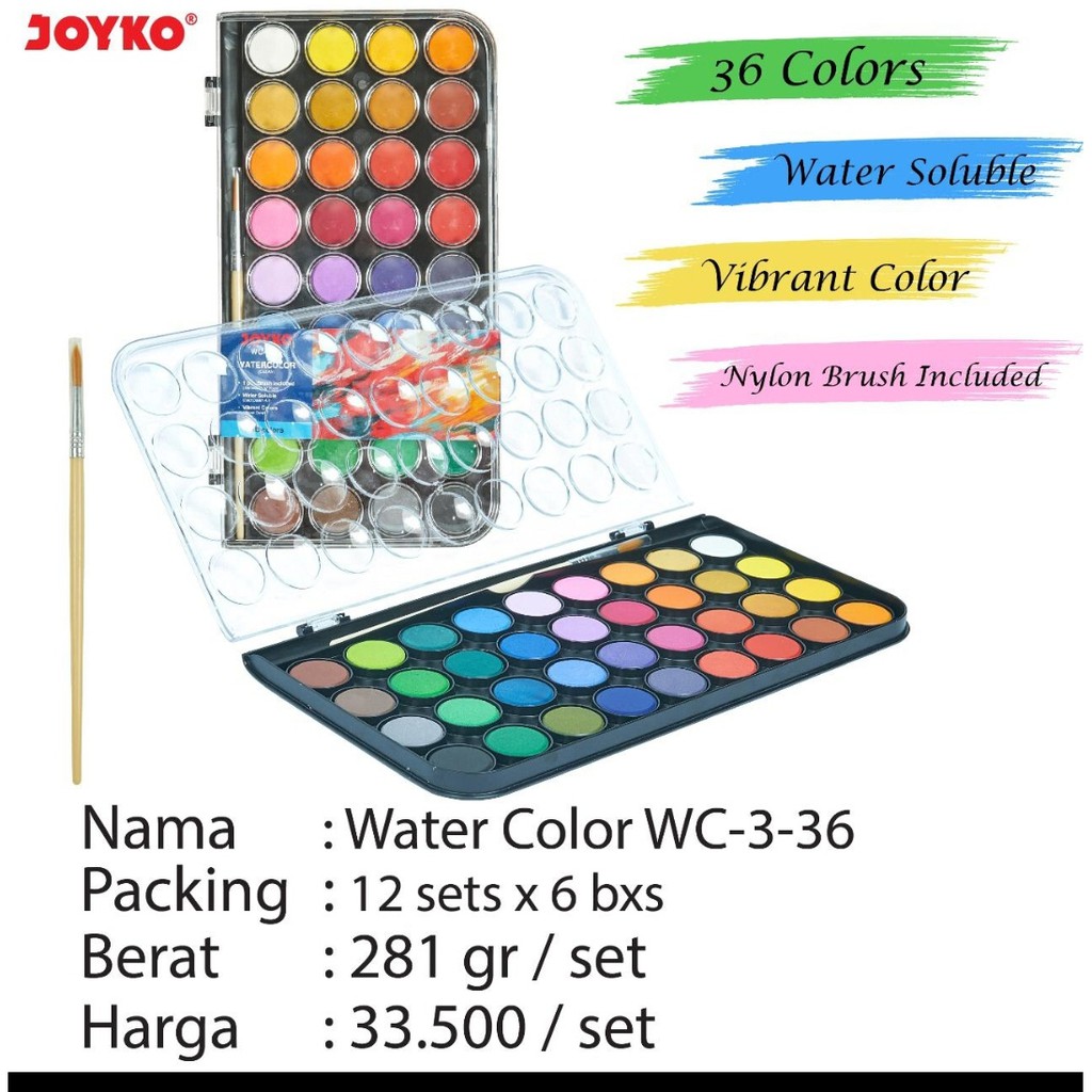 

cat air padat water color cake joyko wc 03 isi 36 / giorgione 36 / montana 36 ( murah)