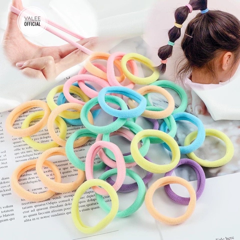 isi 50 Pcs Ikat Rambut Anak Donat Free Pouch Import