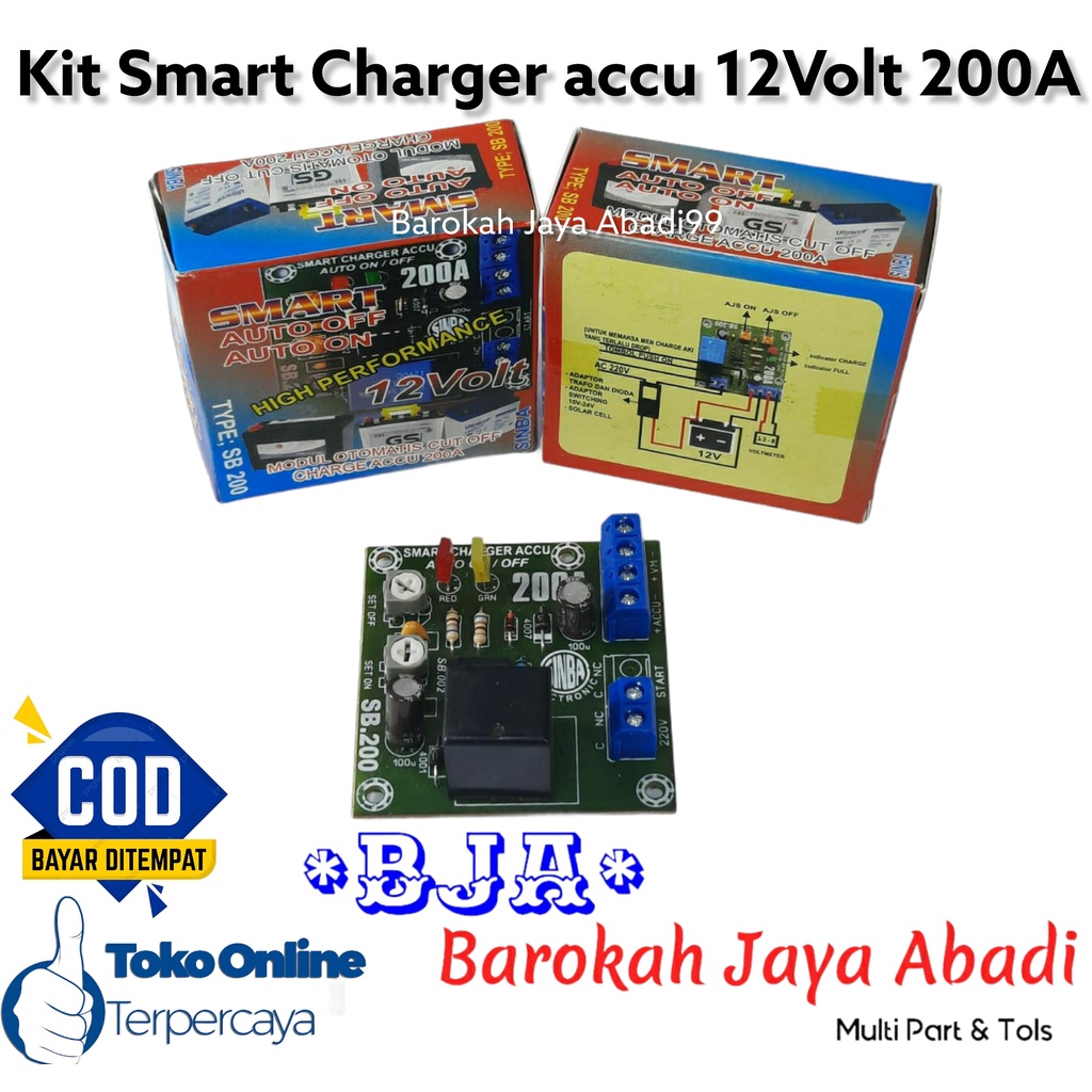 KIT Modul Otomatis Smart Charger Aki Cas Accu Pintar 200A
