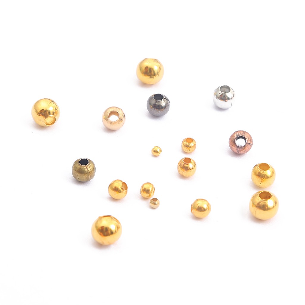 300-1000 Pcs Manik-Manik Spacer Bulat Bahan Logam Warna Perunggu Emas Ukuran 2.4 mm 3.2 mm 4mm Untuk Membuat Perhiasan