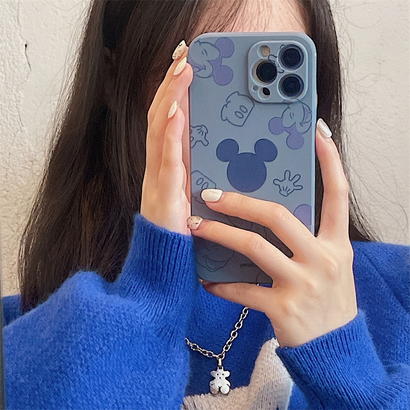 Liquid silicone Mickey casing iphone 13 12 11 pro X Xs max 7 8 plus SE2020 Disney case iphone couple