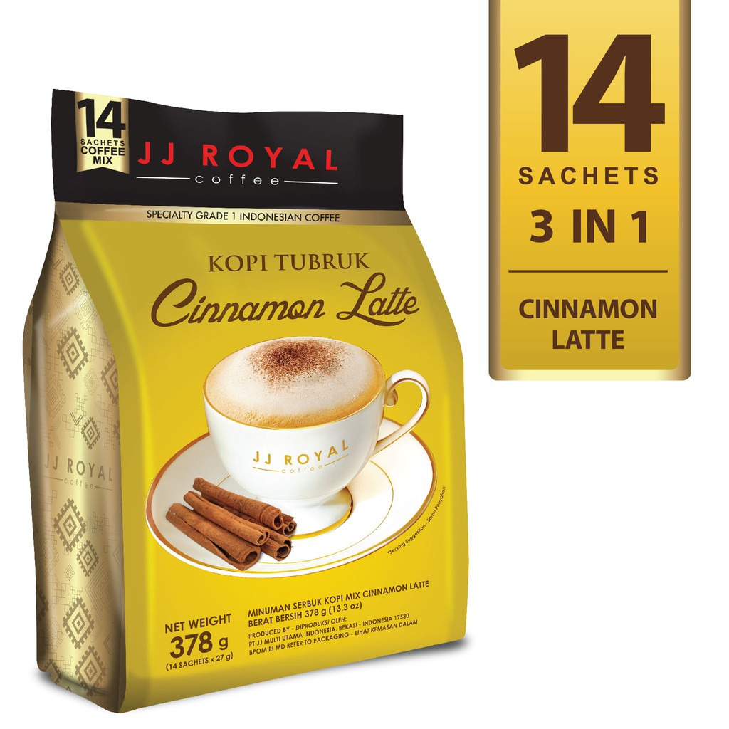 

JJ Royal Coffee Kopi Tubruk Cinnamon Latte Bulk Bag isi 14 Sachets