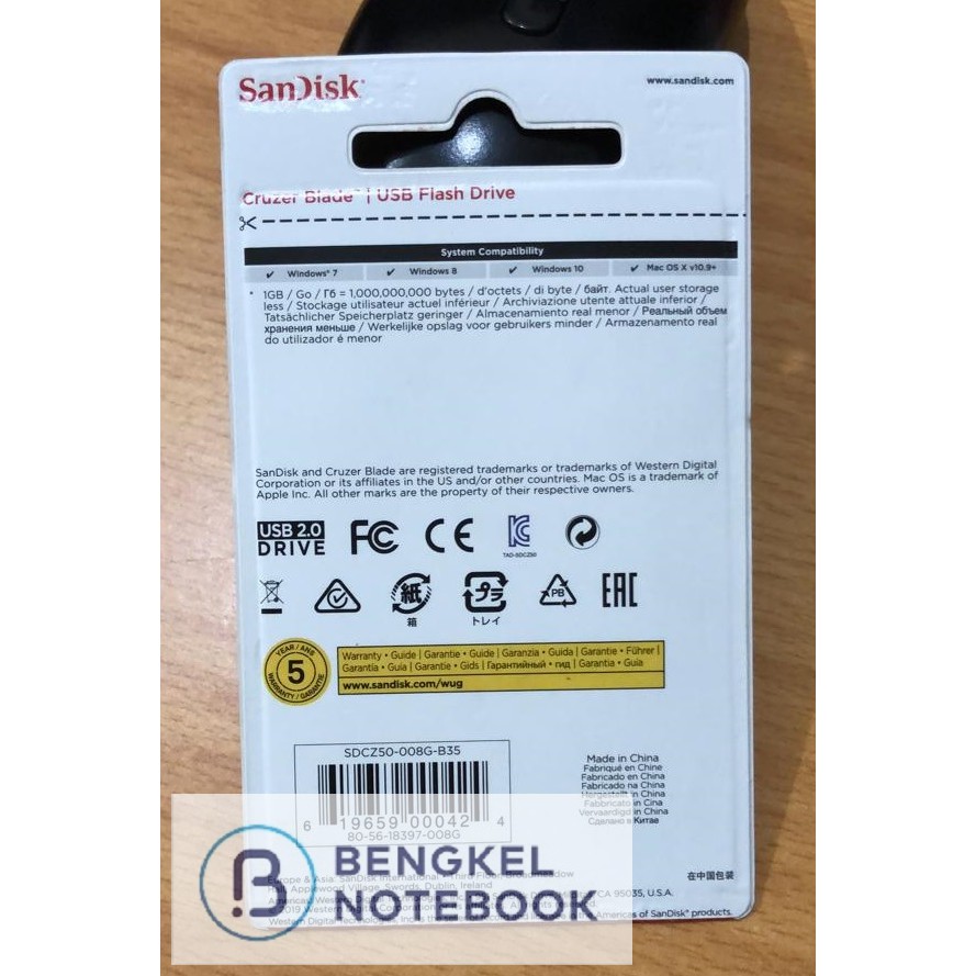 Flashdisk UFD SanDisk Cruzer Blade 8GB USB 2.0