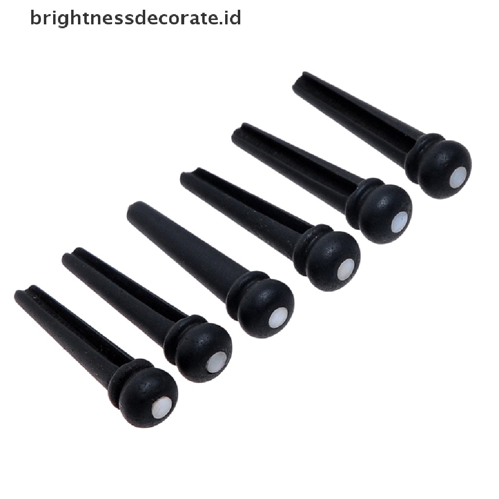 6pcs Pin Bridge Ebony Warna Hitam Dengan Shell Dots Untuk Gitar Akustik