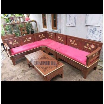 Kursi tamu ukir dan busa matras meja kursi sudut kayu jati ukir