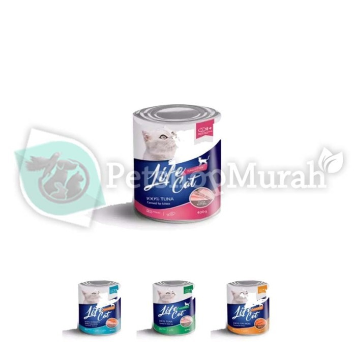 Terbaru Makanan Kucing Wet Food Kaleng kornet Life Cat 400 Gram Non Whiskas - Salmon Kitten Terlaris