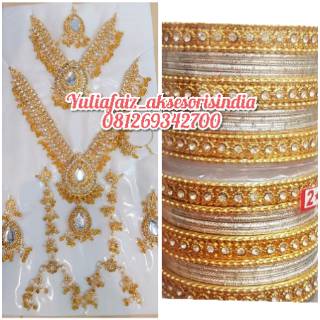 Kalung set hijau aksesoris india  perhiasan india  Shopee 