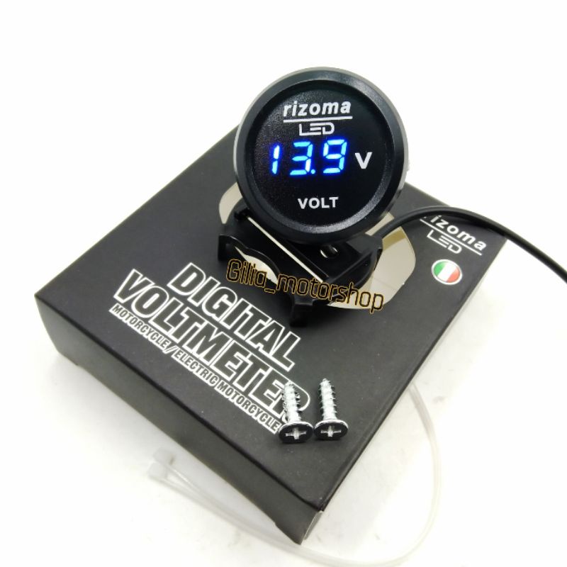 Voltmeter Aki Digital Bulat Rizoma LED  Voltmeter Pengukur Aki Digital Rizoma Original Universal Motor