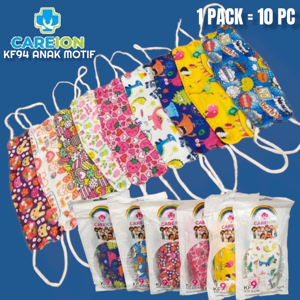 CAREION KF94 KIDS - MASKER ANAK KF94 4PLY CAREION KIDS WARNA WARNI DAN MOTIF