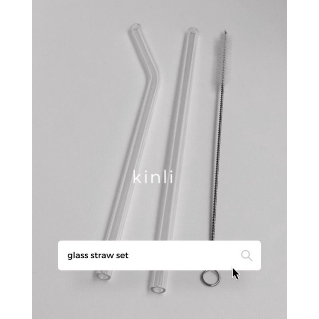 glass straw set reusable sedotan gelas kaca travel straw eco friendly - straw set only