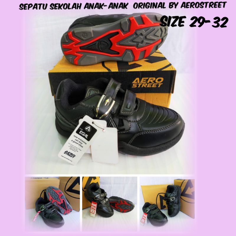 Sepatu Sekolah Hitam Anak Laki-laki dan Perempuan Original by AEROSTREET Size 29-32