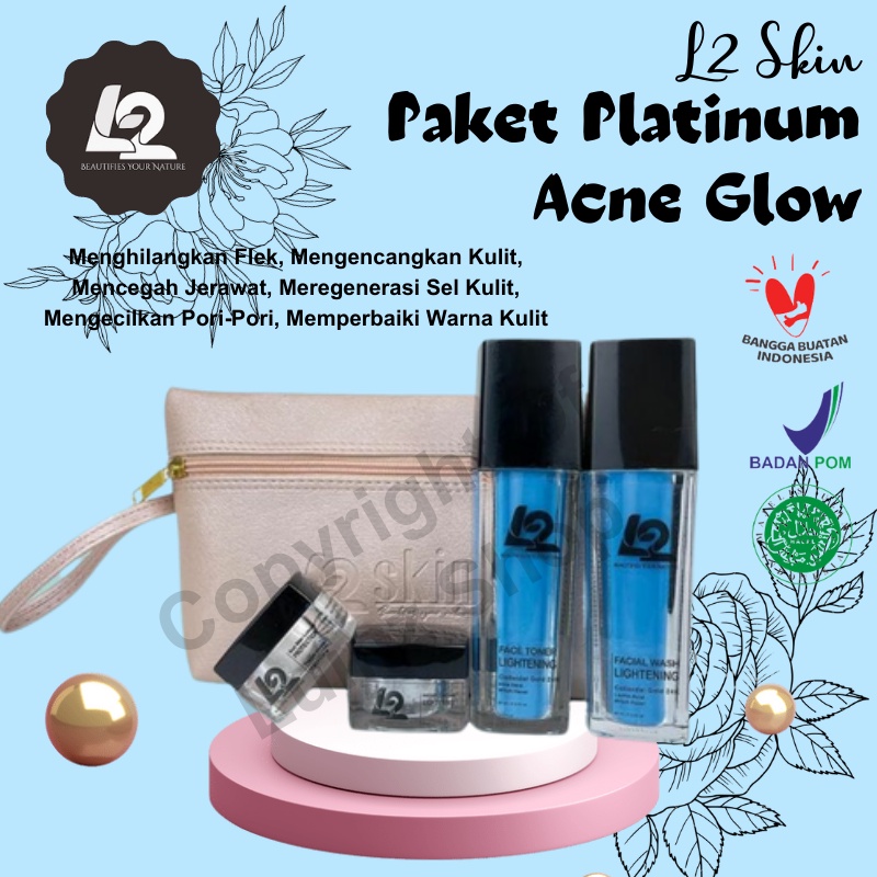 Paket Set L2 Skin Platinum Acne Glow Series Skincare Scincare Skinker Obat Acne Acnes Whitening Pemb