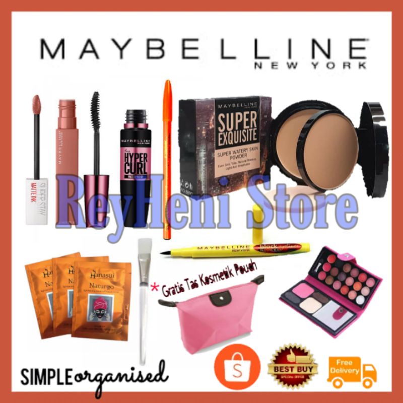 Paket Make up Maybeline Lengkap 7 in 1 - Paket Make up set lengkap - Kosmetik Murah Lengkap - Alat K