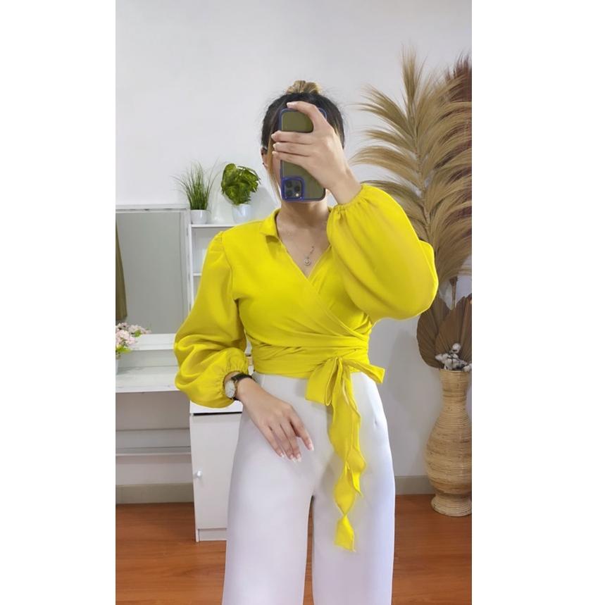 Angelie Wrap Top / Angel Wrap Top / Loly Top Basic / Kalea wrap top / desita crop wrap blouse / atas