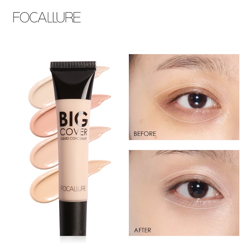 FOCALLURE Flawless Liquid Concealer Cover Cream 4 Colors (100% Original, BPOM Certified)
