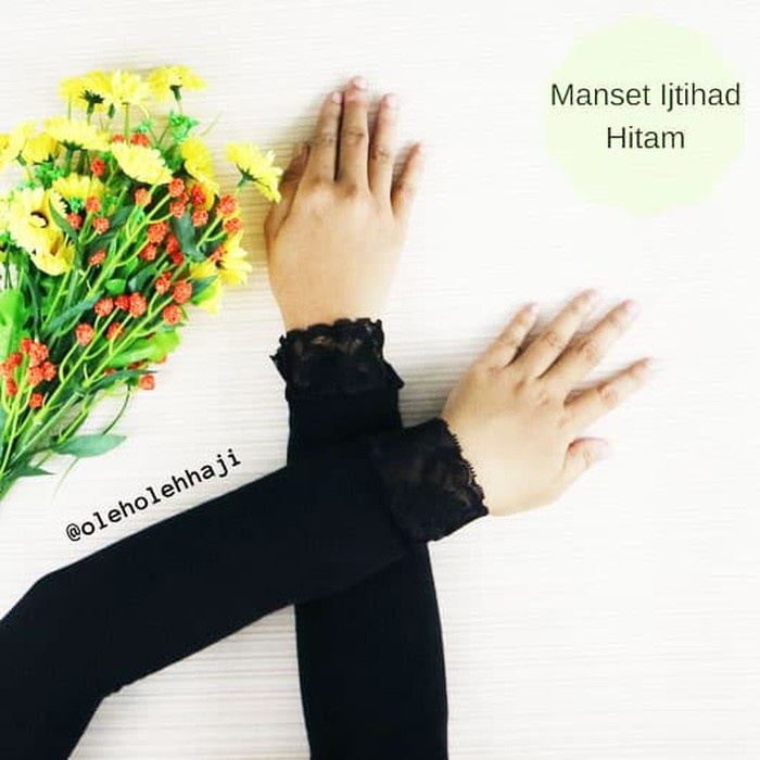 MANSET LENGAN FASHION MUSLIM POLOS &amp; BROKAT - Handsock Pentup tangan wanita