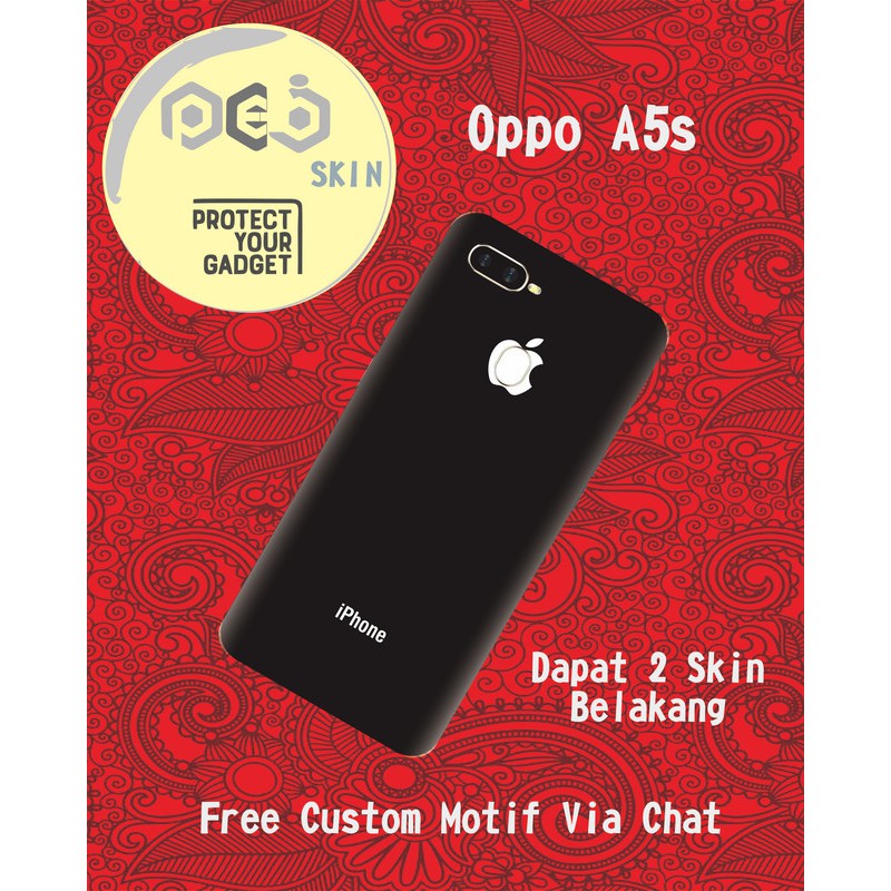 Garskin HP Oppo A5s Motif Iphone Black  - Free Custom Motif Via chat