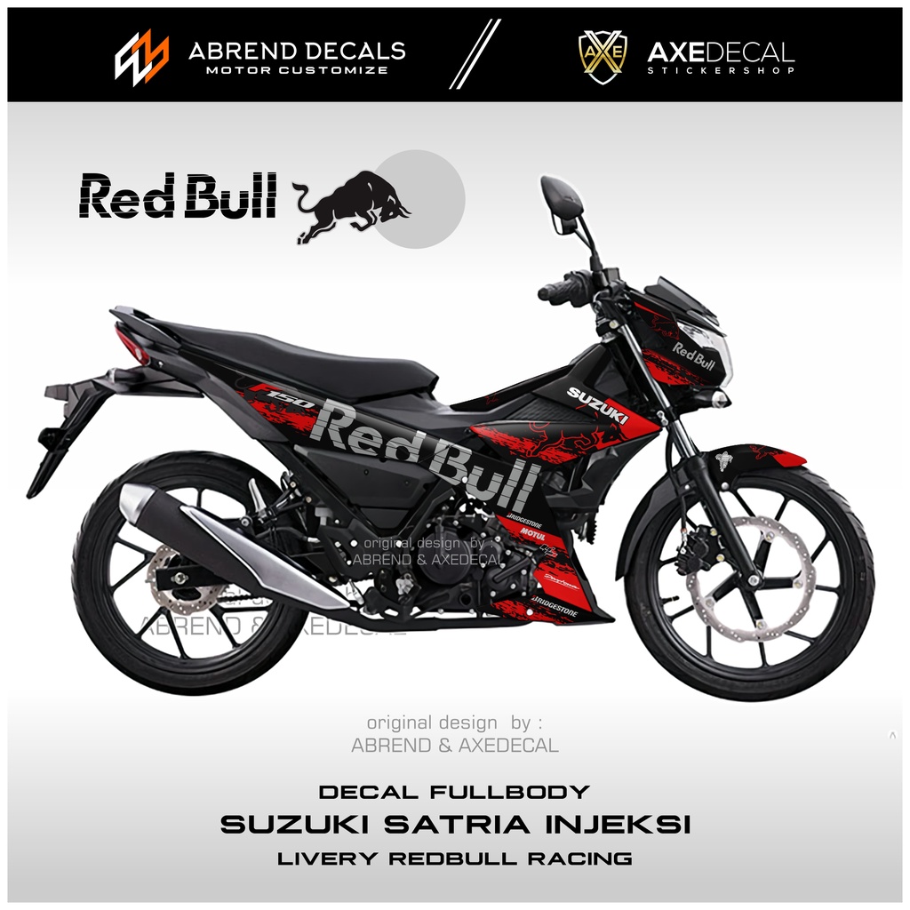 DECAL SATRIA INJEKSI REDBULL / STIKER MOTOR SUZUKI SATRIA FI DESIGN CUSTOM / STOCK DECALS