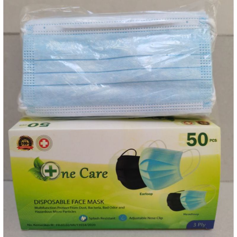 Masker One Care biru 3ply 50pcs