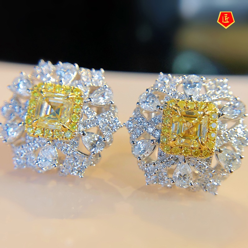 [Ready Stock]Fashion Elegant Yellow Diamond Stud Earrings