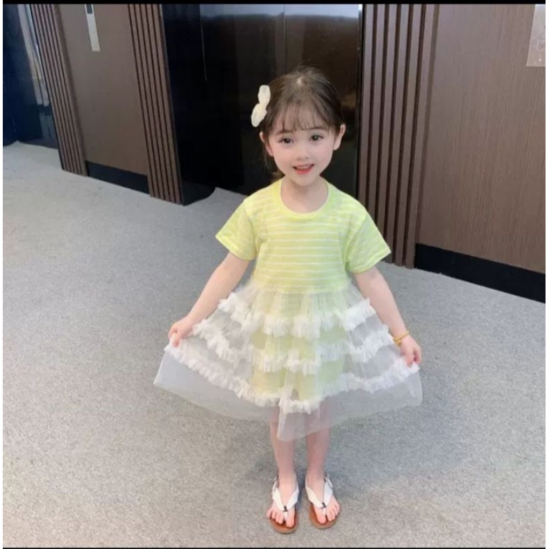 DRESS SALUR/tunik salur combi tutu dress /tunik import anak perempuan