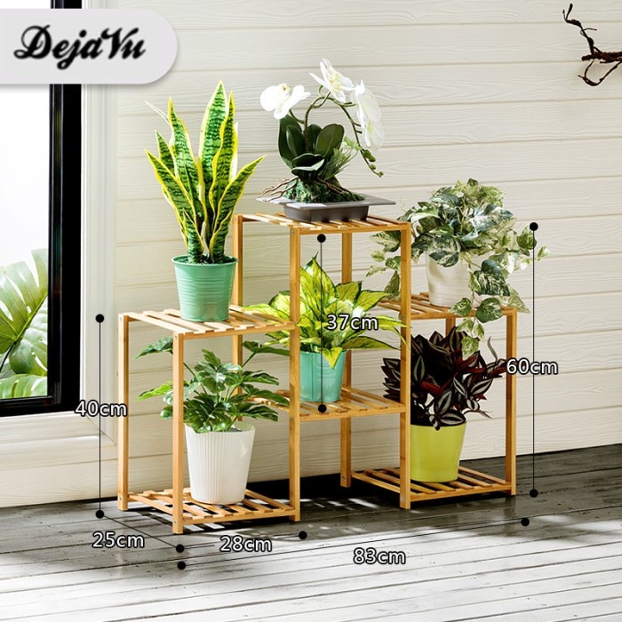 RUMAH TANGGA FURNITURE RAK AC 1993 DEJAVU RAK BUNGA SUSUN KAYU RAK TANAMAN STANDING POT MINIMALIS HR